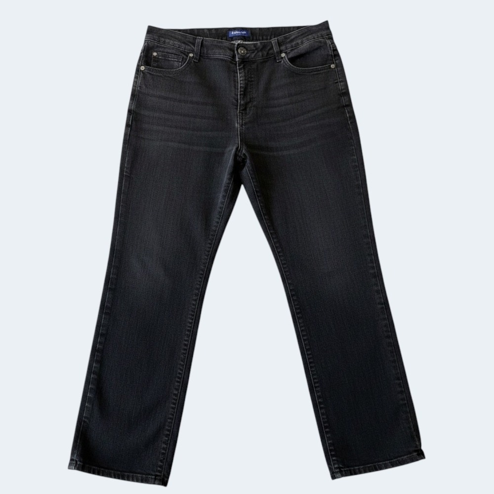 Bandolino Black Mandie Straight Leg High Rise Jeans Size 18S Classic Minimalist